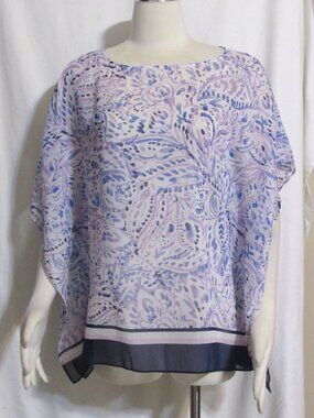 NEW Womens Ladies TALBOTS Purple & Blue Silk Blend Sleeveless Top XS ORIG $112